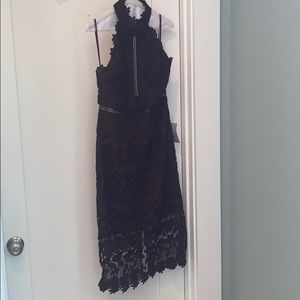 Bardot lace halter dress dark purple size 8